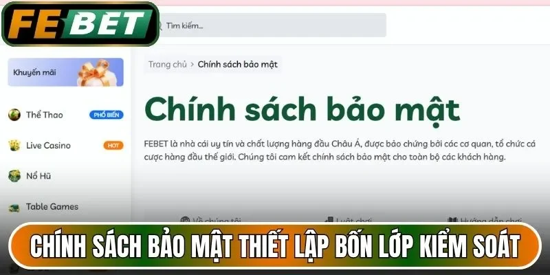Chính sách bảo mật thiết lập bốn lớp kiểm soát thông tin